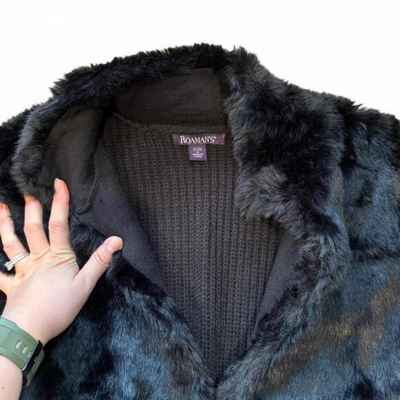 Winter witchy whimsigoth black knit faux fur cardigan womens size XL - Picture 2 of 7